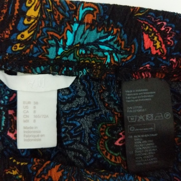 H&M Beachy Printed Palazzo Pants Sz 8 - Picture 6 of 7